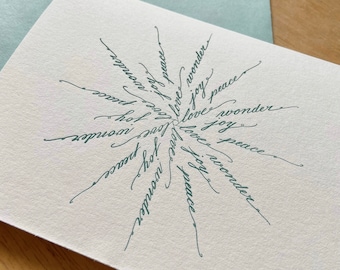 Calligraphy Snowflake Holiday Letterpress Card