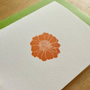 Orange Zinnia Letterpress Card