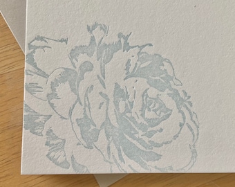 Soft Blue Rose Letterpress Card