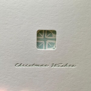 Set of Four: Snowflake Christmas Wishes Letterpress Card with window, white card