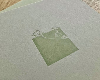 Green Botanical Square Letterpress Card