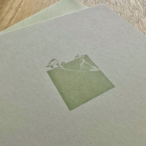 Green Botanical Square Letterpress Card