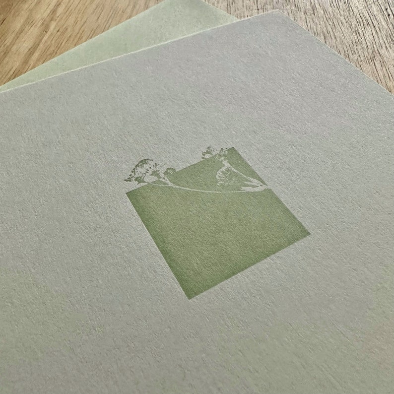 Green Botanical Square Letterpress Card image 1