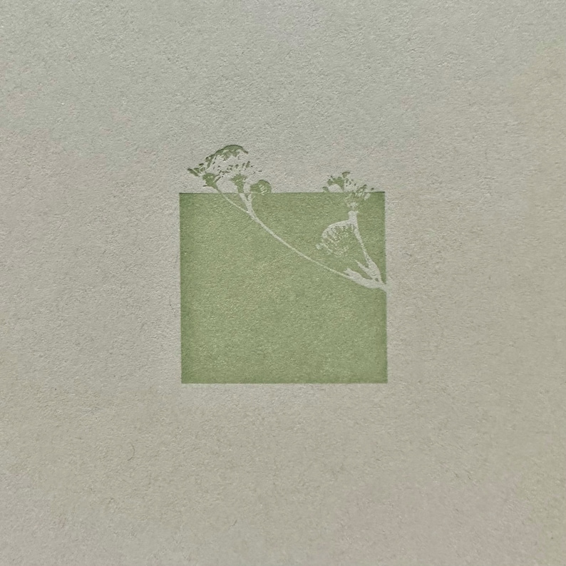 Green Botanical Square Letterpress Card image 2