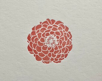 Coral Zinnia Letterpress Card