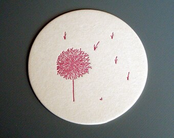 Dandelion Letterpress Coasters - Set of 10