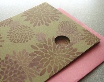 Flowerburst Letterpress Card (olive)