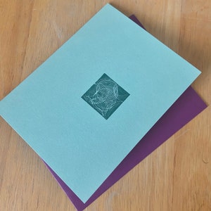 Iteration Letterpress Card: aqua and purple 画像 1