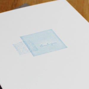 Thank You Letterpress Card, minimalist card, note card, cotton card, blue and white