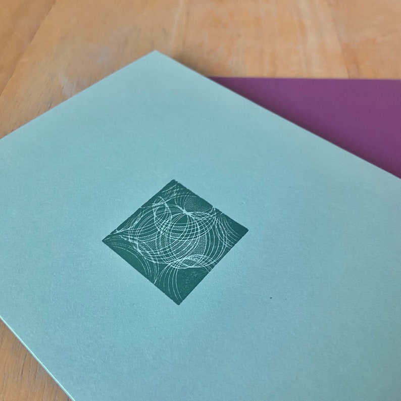 Iteration Letterpress Card: aqua and purple 画像 2