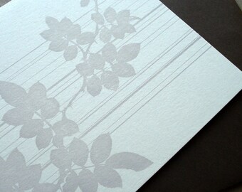 Lines and Leaves Letterpress Card (Grey)