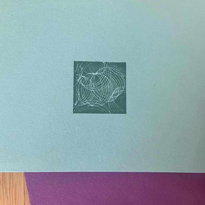 Iteration Letterpress Card: aqua and purple 画像 4