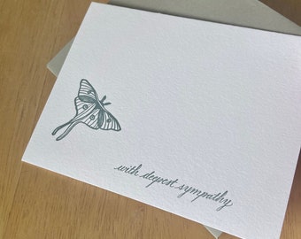 Luna Moth Letterpress Sympathy Card