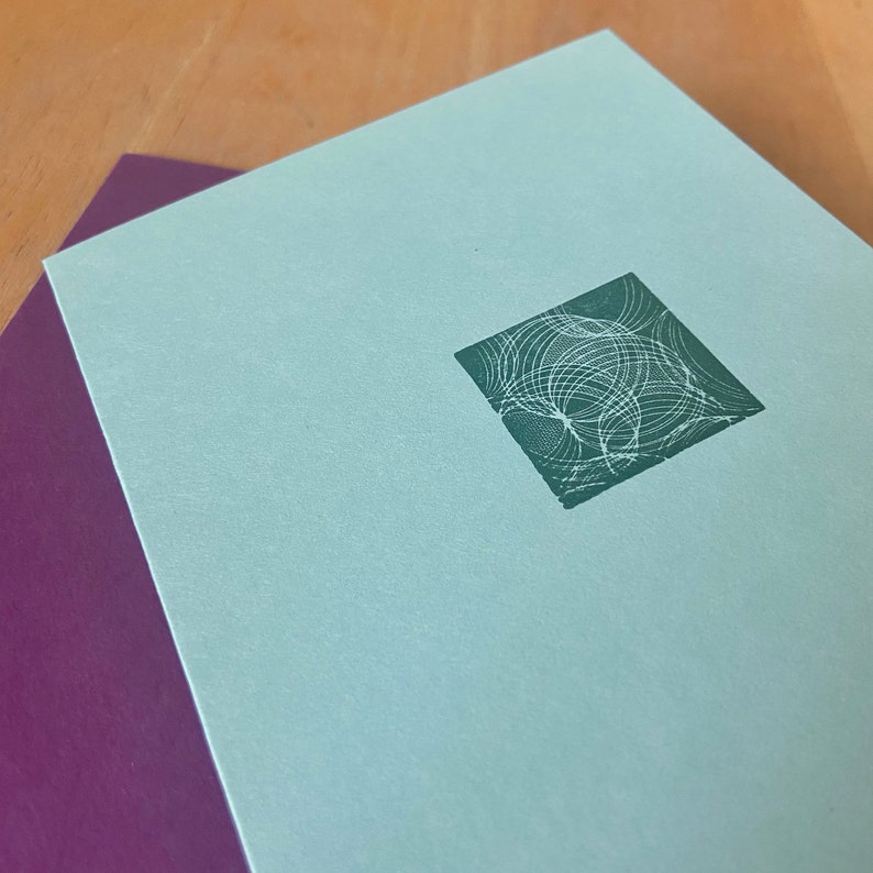 Iteration Letterpress Card: aqua and purple 画像 3