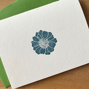 Blue Zinnia Letterpress Card