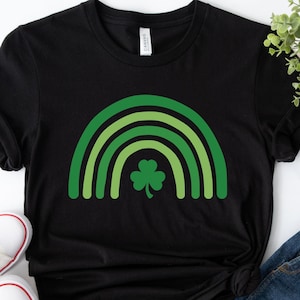 Rainbow Shamrock St Patricks Day T-Shirt: Unisex Clover Tee