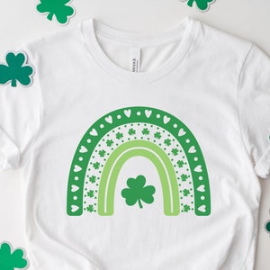 Rainbow Shamrock St Patricks Day T-Shirt: Unisex Clover Tee