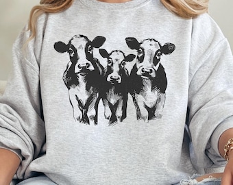 Cow Sweatshirt: Vintage Western Farmhouse Unisex Crewneck
