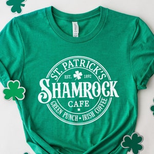 Shamrock Cafe St Patricks Day T-Shirt: Irish Clover Unisex Tee