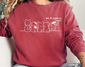 Comfort Colors Dog Treats Sweatshirt: Minimalist Line Art, Dog Mom Crewneck