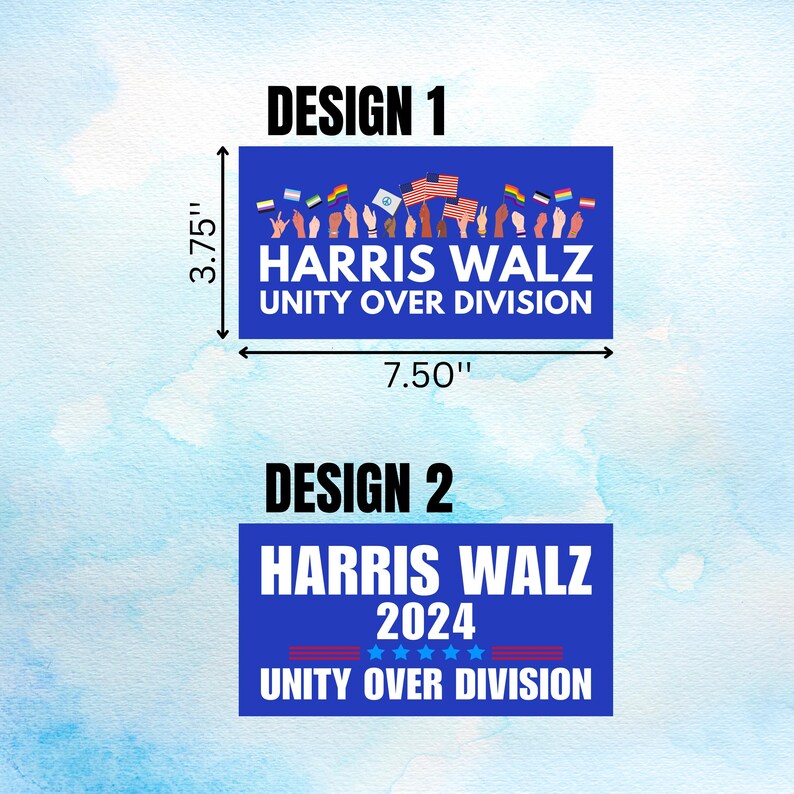 Kamala Harris Supporter Bumper Sticker - Unity Over Division, Vote ...