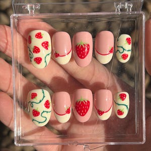 Strawberry Shortcake Handpainted Press On Nails