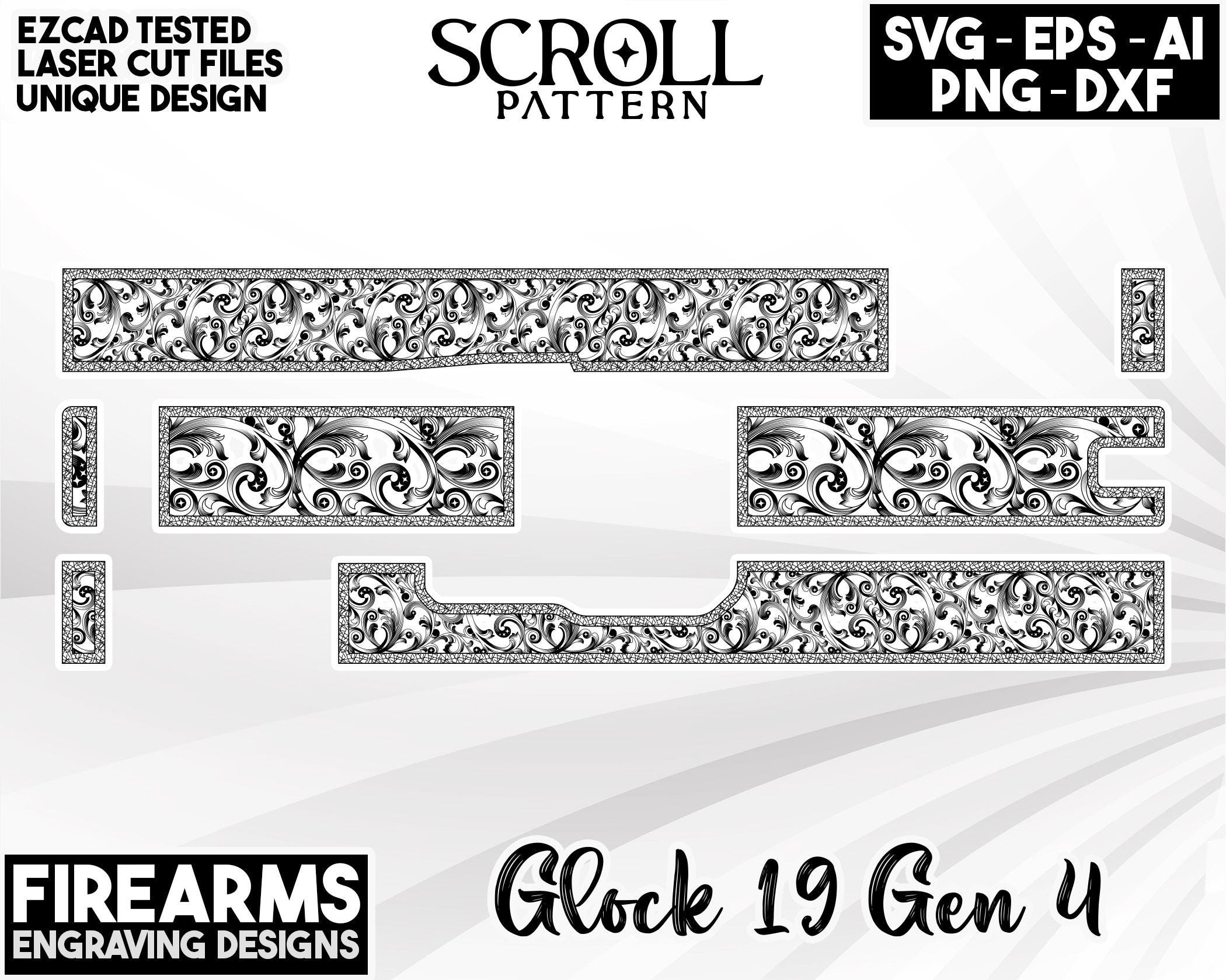 Custom Scroll Work Pattern Laser Engraving Design for Glock19 Gen4 ...
