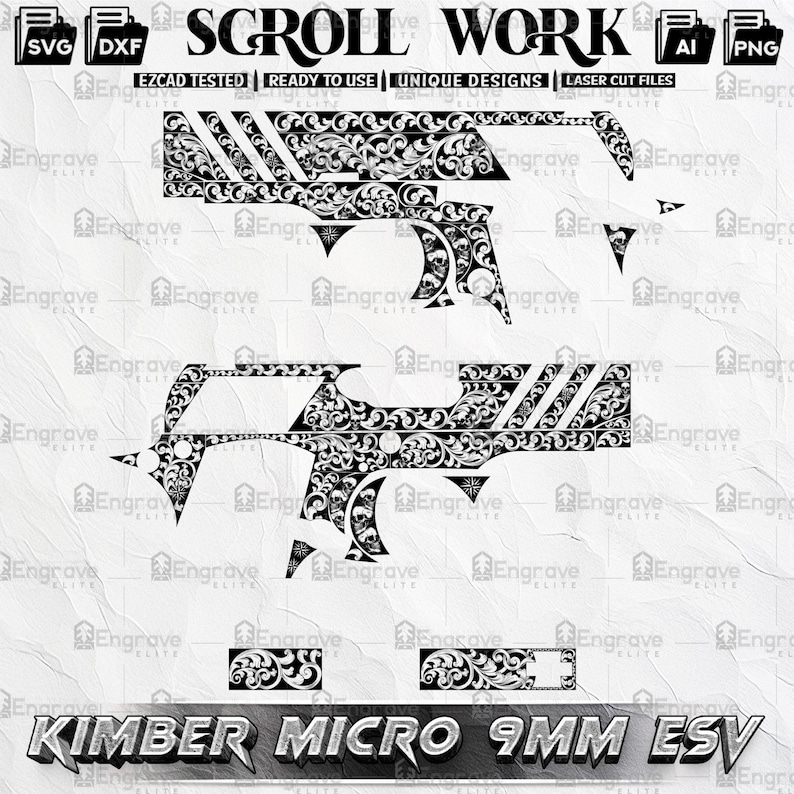Kimber Micro 9mm Laser Engraving Design: Scrollwork Skull Pattern (SVG ...