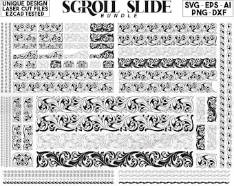 Custom scroll slide pattern laser engraving design,SVG file,pattern, firearms scroll laser art, vector scroll pattern Ai DXF