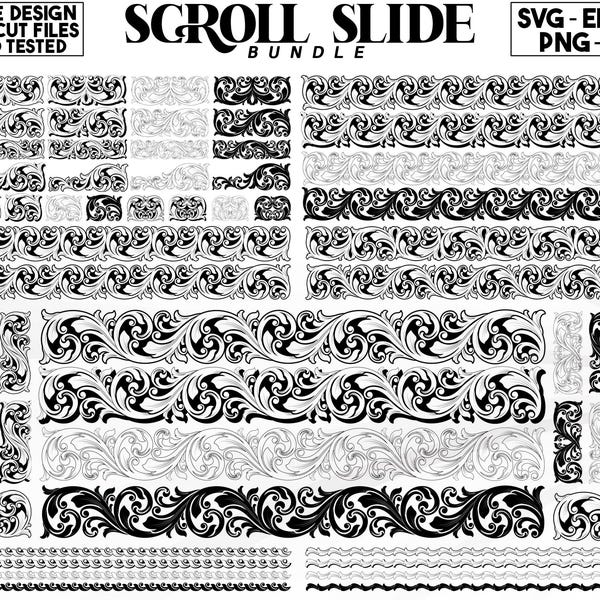 Disegno di incisione laser personalizzato per scorrimento scorrevole, file SVG, modello, arte laser per scorrimento di armi da fuoco, modello di scorrimento vettoriale Ai DXF