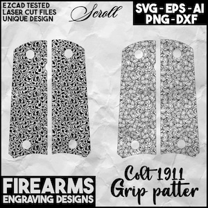 Colt1911 Firearms Grip Scroll Work Pattern Design Laser Engraving Files ...
