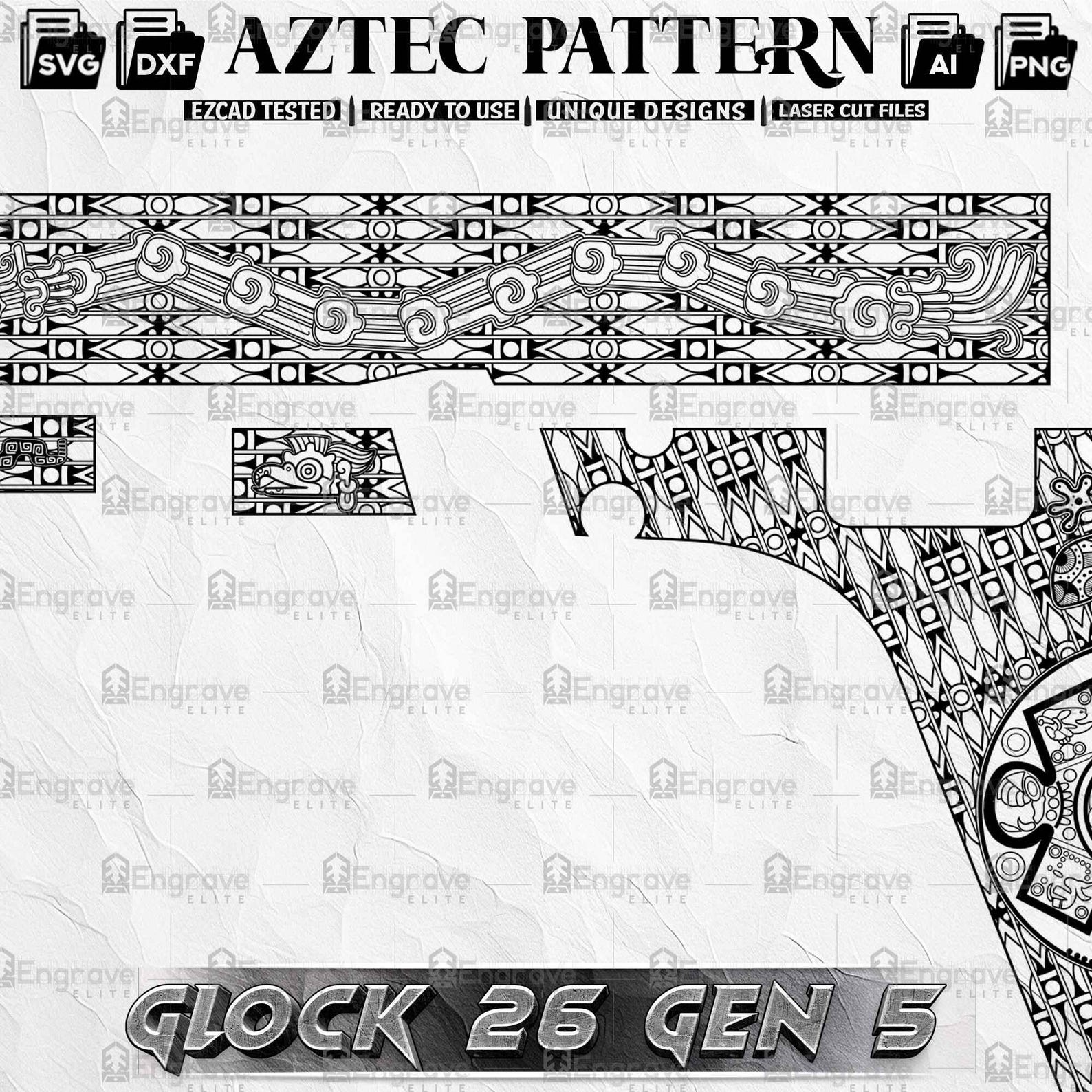 Glock26 Gen5 Aztec Engraving Design | Laser Engraving Digital File ...