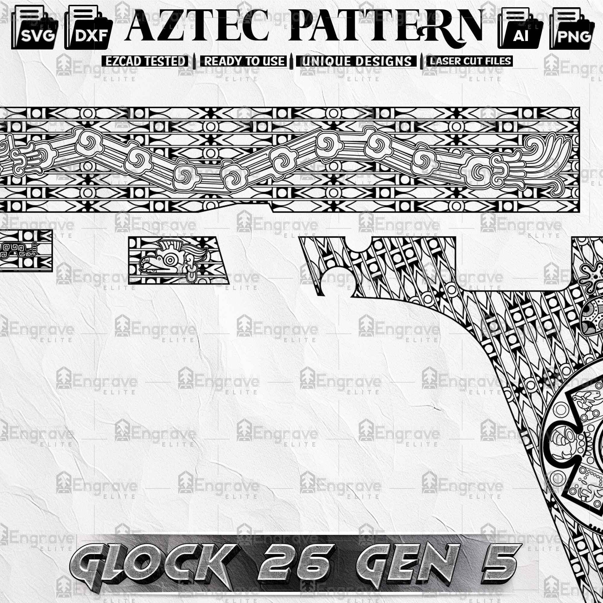 Glock26 Gen5 Aztec Engraving Design | Laser Engraving Digital File ...