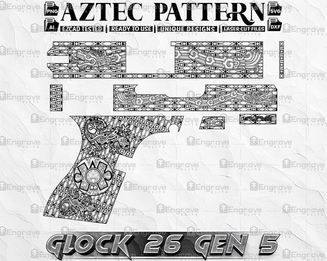 Glock26 Gen5 Aztec Engraving Design | Laser Engraving Digital File ...