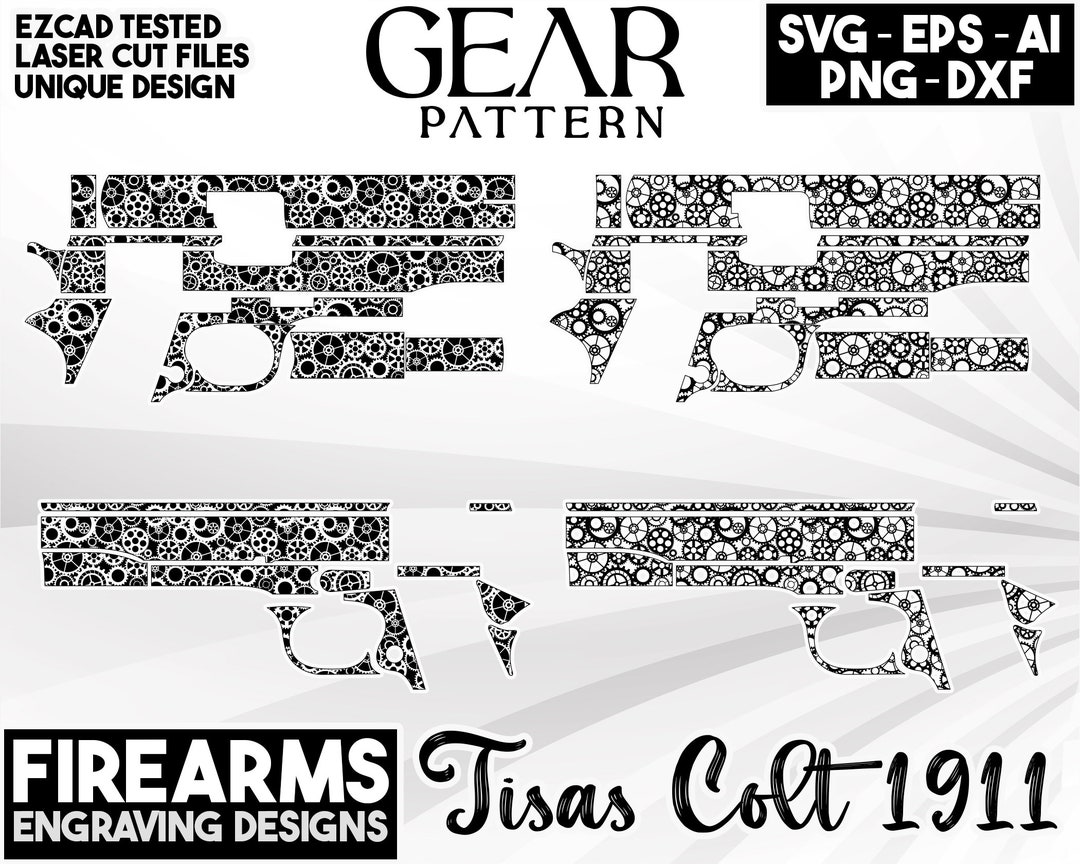 Tisas Colt1911 Mechanical Gear Pattern Laser Engraving Design