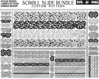 Custom Scroll Work Laser Engraving Design bundle, Intricate Firearm Patterns, firearms scroll laser art, scroll SVG files, scroll pattern