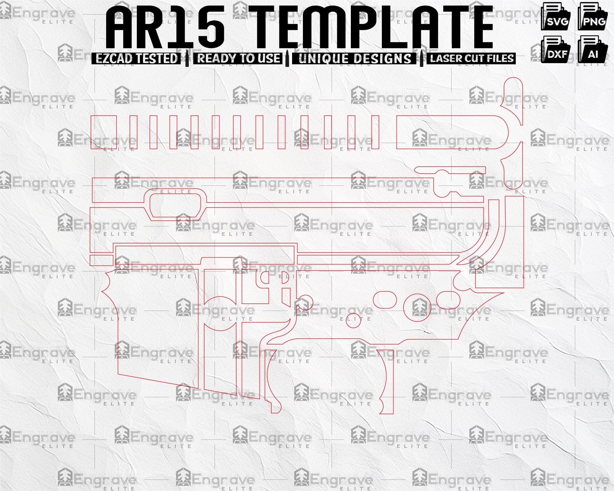 Ar15 Firearm Laser Engraving Design Template, Ar15 Template SVG, Gun ...