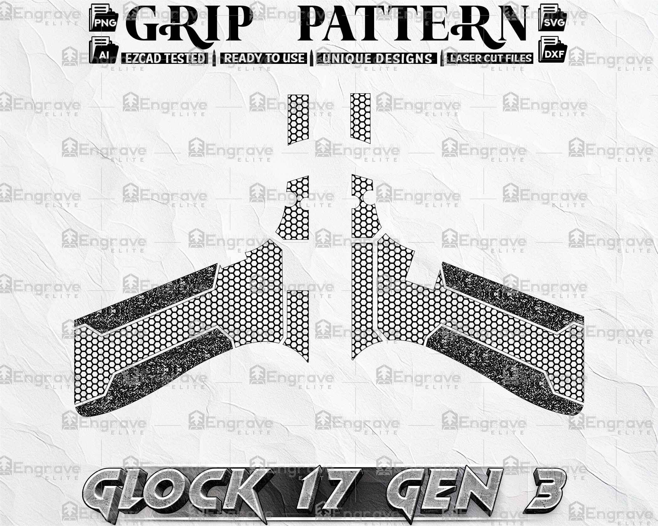 Custom Glock17 Gen3 Grip Honeycomb Stippling Pattern Laser Engraving ...