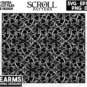 Scroll work pattern design laser engraving SVG, Custom Scroll svg, Scroll svg, Firearms scroll work pattern laser digital files PNG Ai