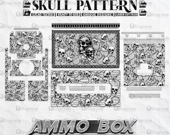 Custom Ammo box skull rose pattern laser engraving file, Ammo can skull rose pattern, Ammo can svg, digital download dxf ai png ezcad tested