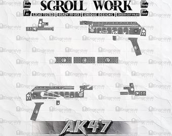 Patrón de pergamino mítico grabado a láser: Diseño de accesorios tácticos (SVG, DXF, Ai)