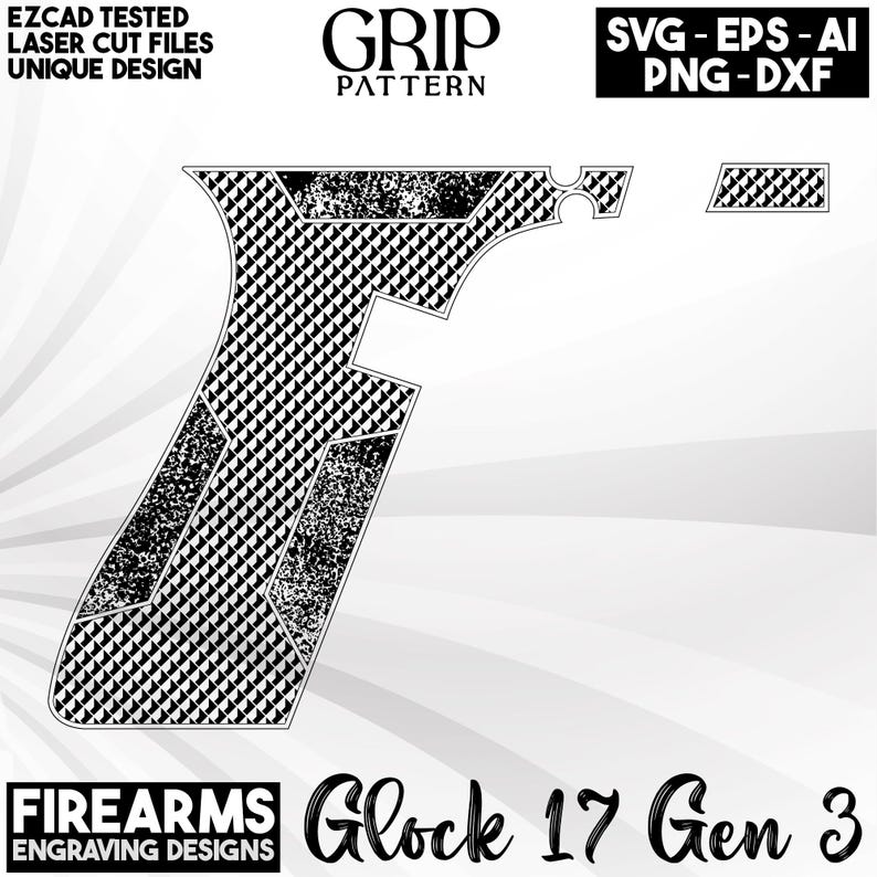 Glock17 Gen3 Firearms Grip Pattern Laser Engraving Design, Glock17 ...