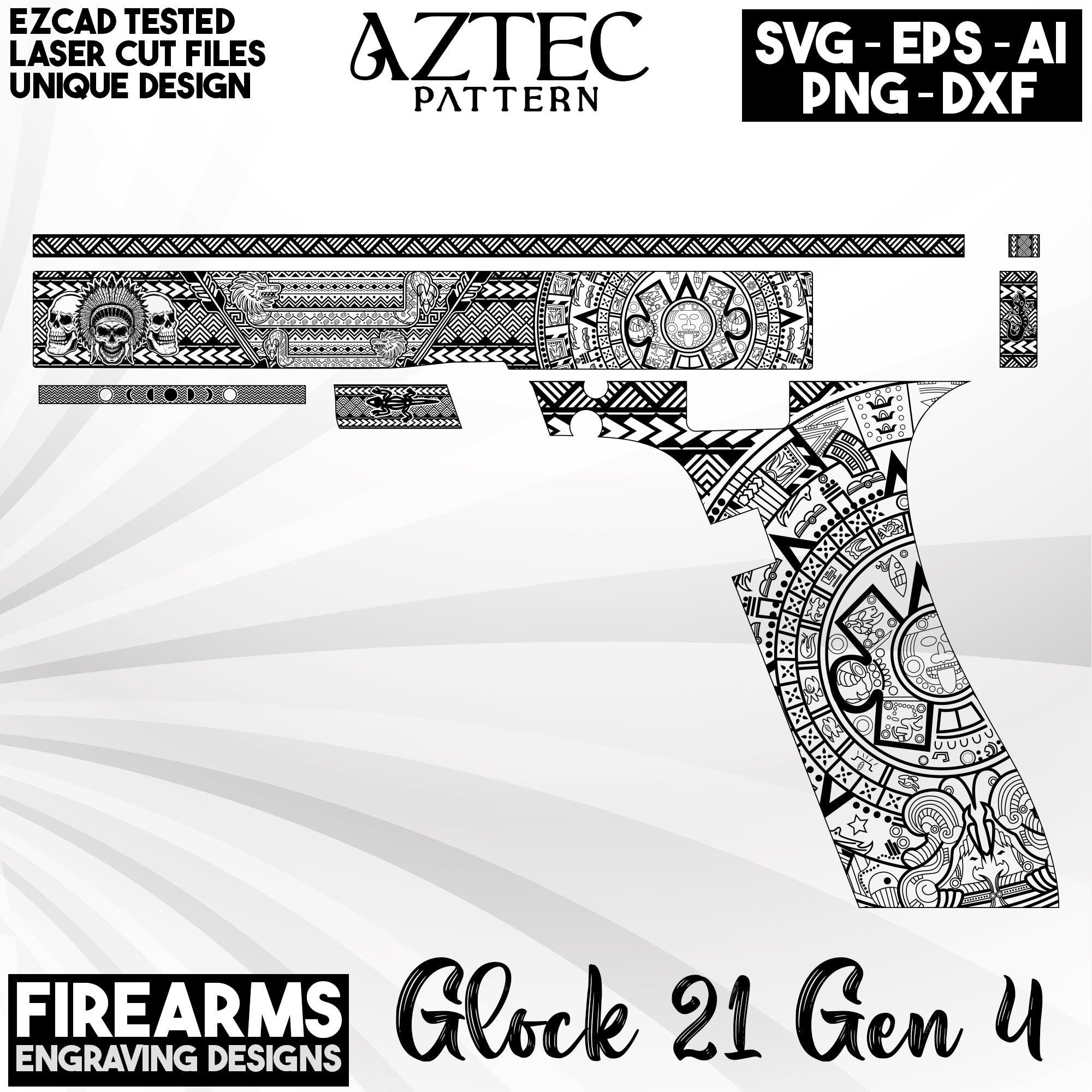 Custom Aztec Tribal Pattern Laser Engraving Design Files, Glock21 Gen4 ...