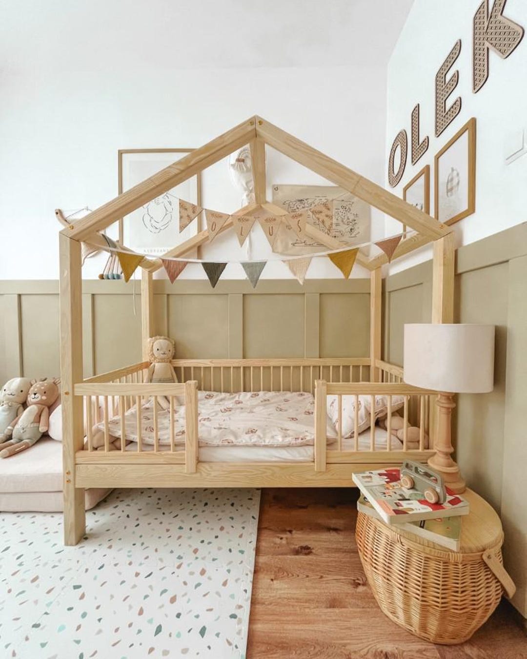 Montessori Floor House Bed, Toddler House Bed, Childrens Bed, Platform ...