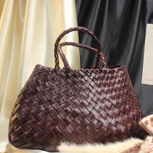 Leder Webtasche | Handgewebter Korb Handmade Leder gewebt Einkaufstasche | HOBO TASCHE | Leichtgewicht | Gratis Futter