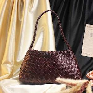 Leder geflochtene Umhängetasche | Achseltasche | Gewebte Tasche im hawaiianischen Stil | Handmade Leder gewebt Einkaufstasche | HOBO Tasche | Gratis Futter
