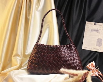 Leather woven shoulder bag | Armpit Bag | Hawaiian Style Woven Bag | Handmade Leather Woven Tote Bag | HOBO bag | Complimentary lining