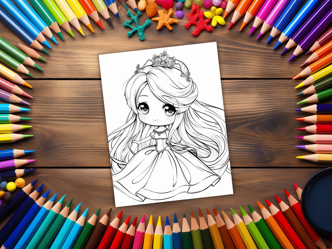 Chibi Princess Coloring Pages, Printable Coloring Pages, Kids Coloring ...