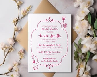 Whimsical Wine Dinner Party Invitation Canva Template (Digital Download)
