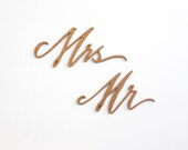 Wood Laser Cut Mr and Mrs Chair Signs - GOLD